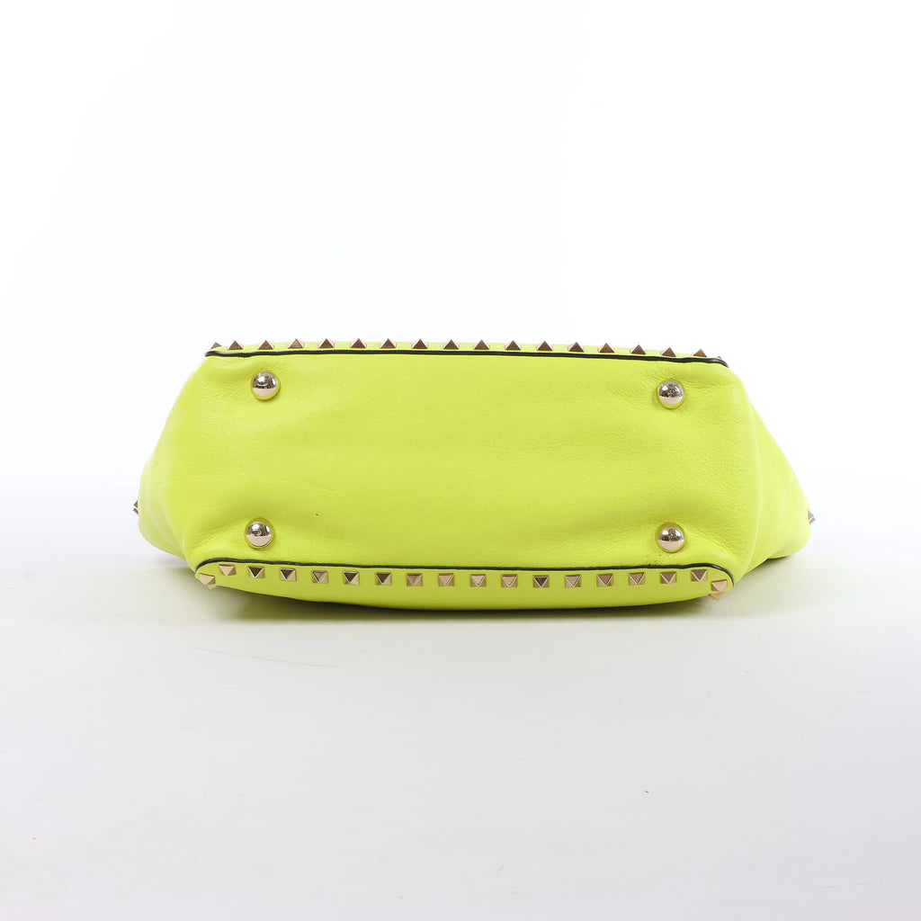 Valentino Garavani Rockstud Leather 2Way Handbag in Yellow