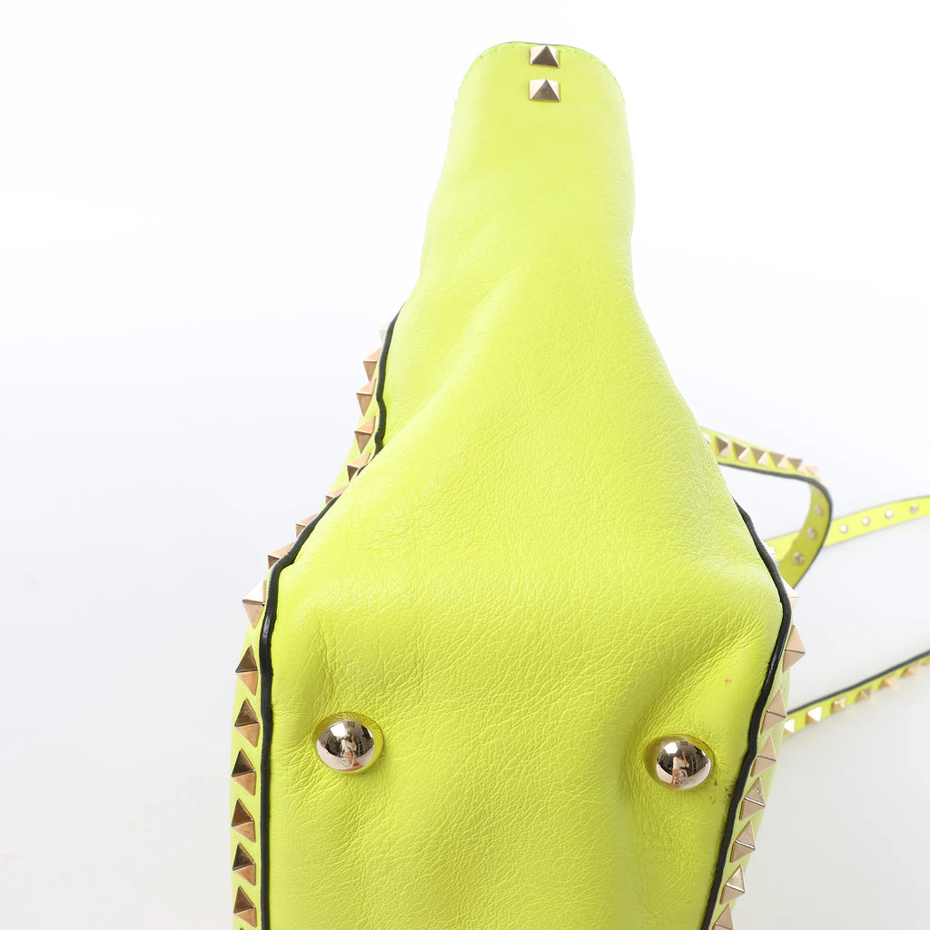 Valentino Garavani Rockstud Leather 2Way Handbag in Yellow