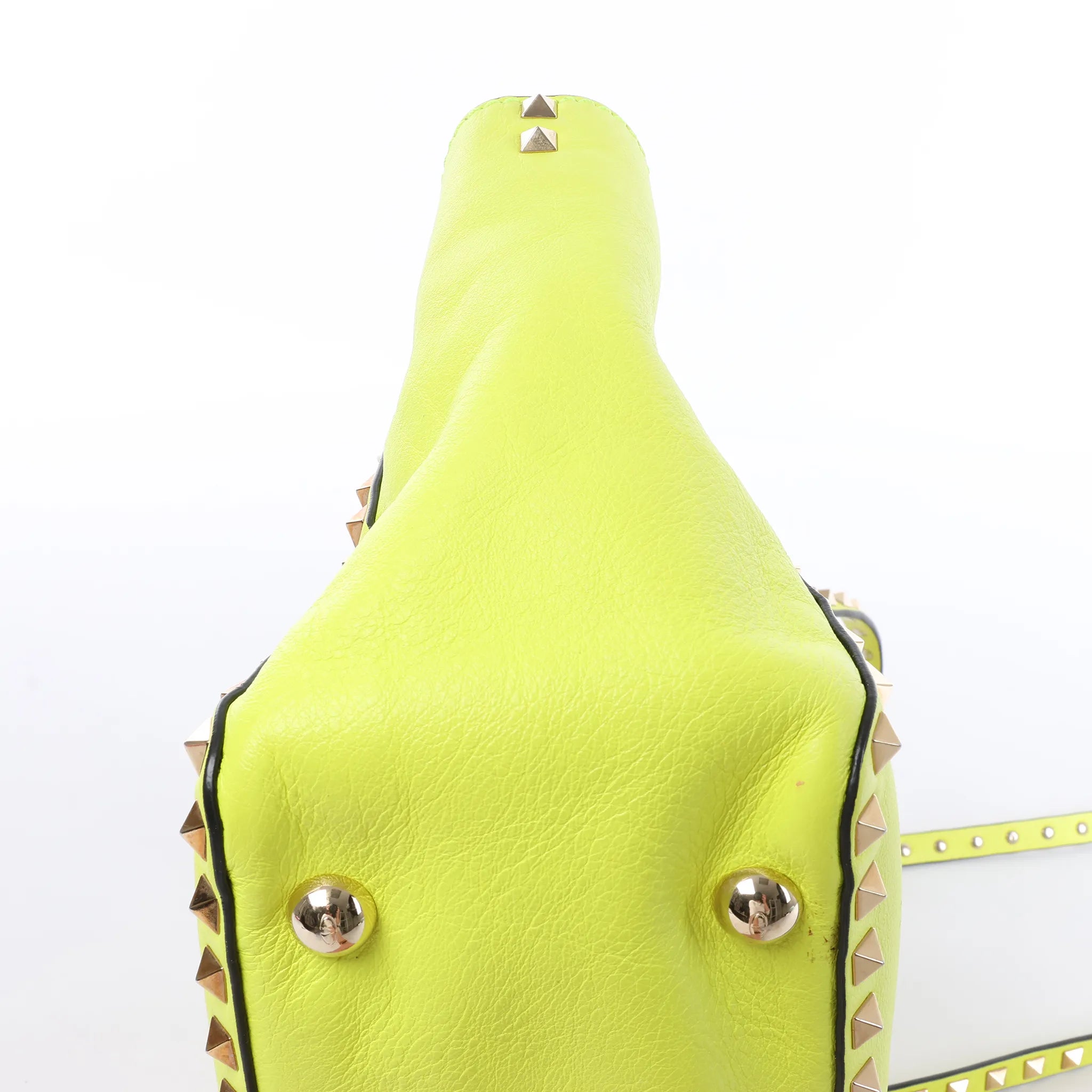 Valentino Garavani Rockstud Leather 2Way Handbag in Yellow