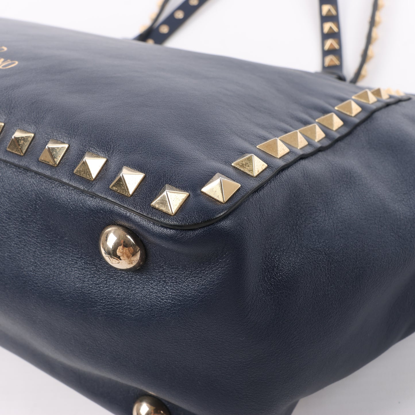 Valentino Garavani Sac à main Rockstud en cuir 2Way en bleu marine