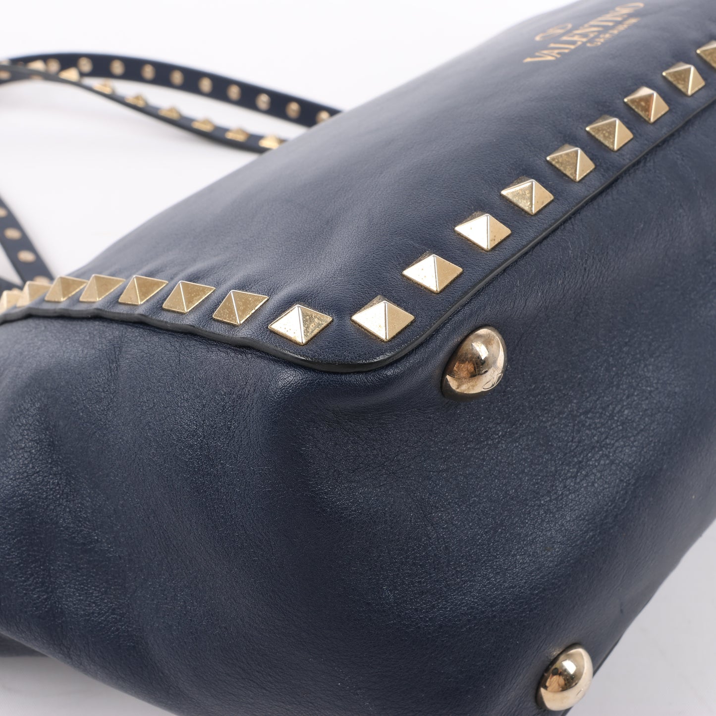 Valentino Garavani Sac à main Rockstud en cuir 2Way en bleu marine