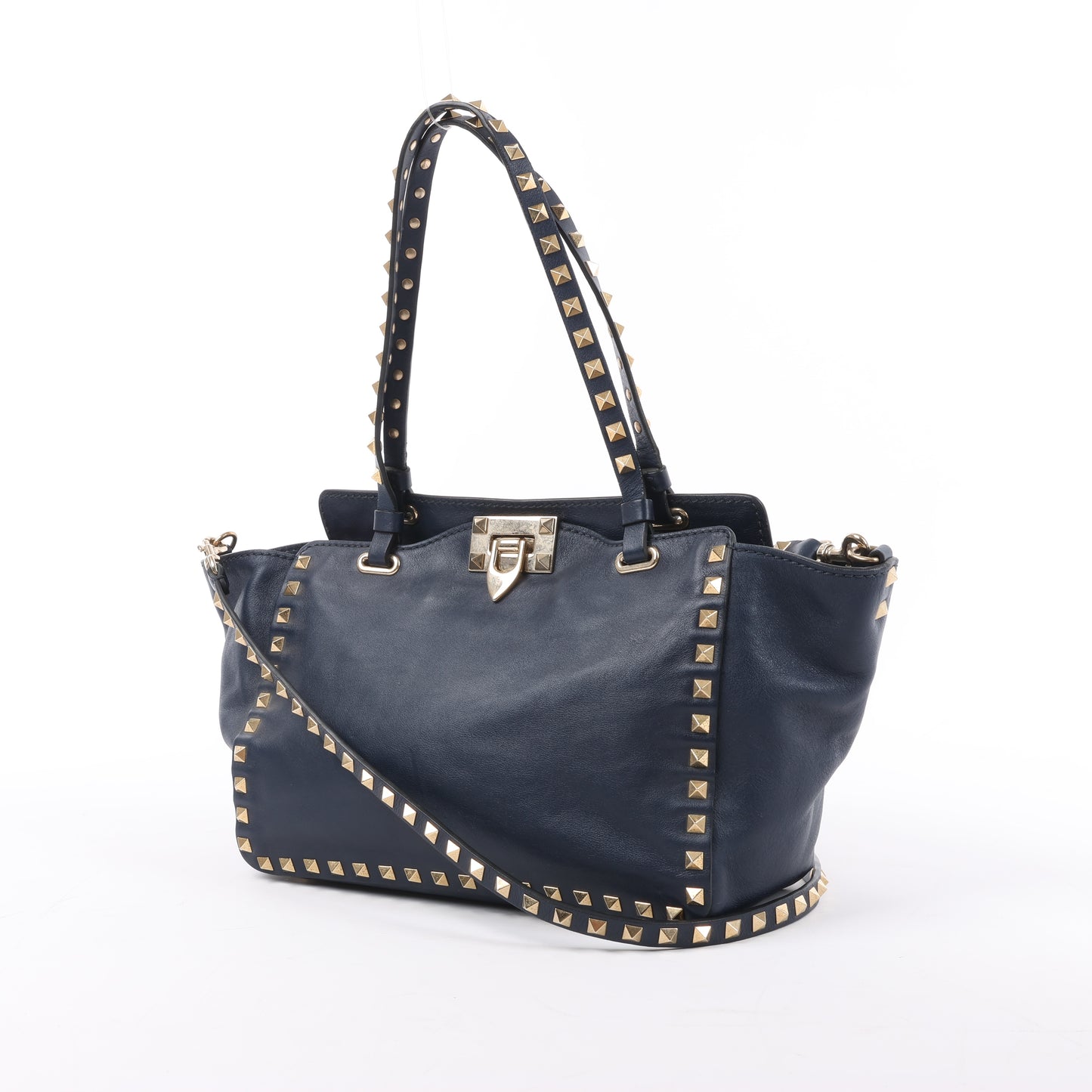Valentino Garavani Sac à main Rockstud en cuir 2Way en bleu marine