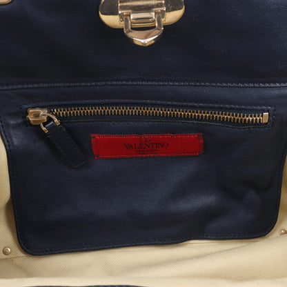 Valentino Garavani Sac à main Rockstud en cuir 2Way en bleu marine