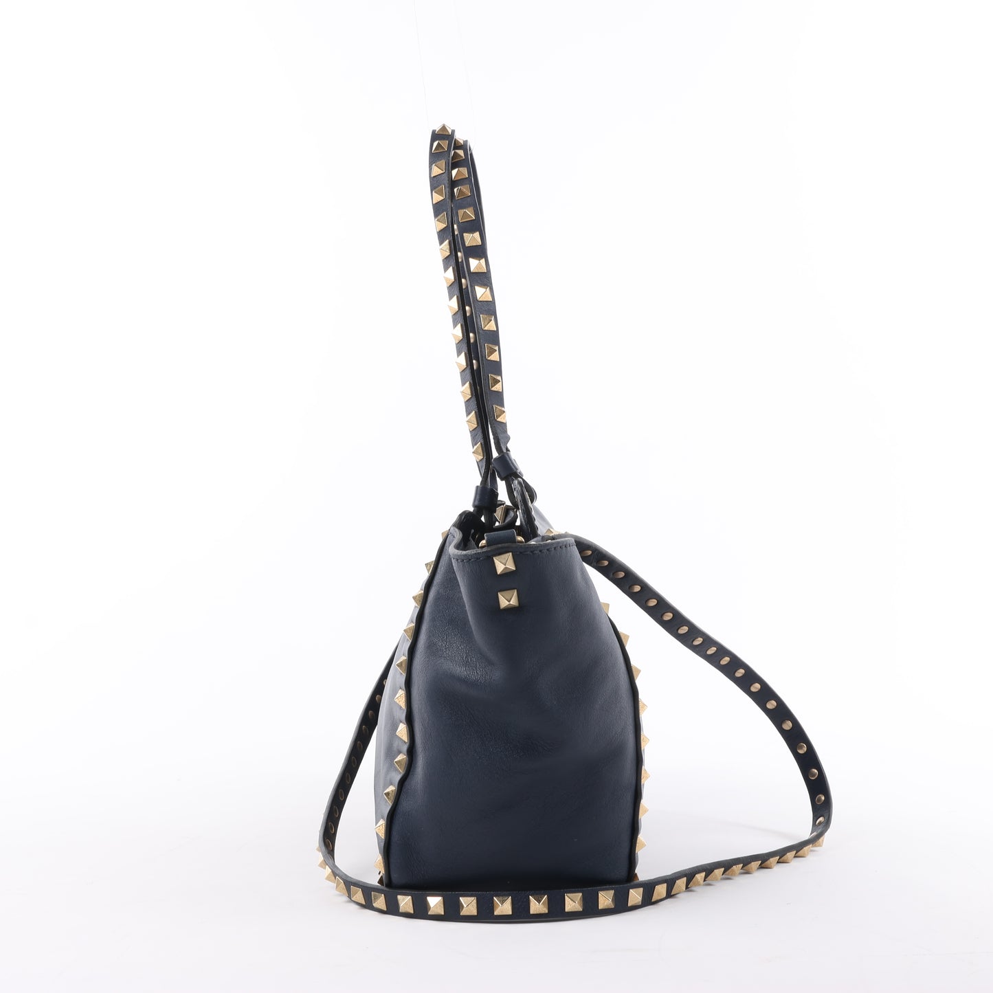 Valentino Garavani Sac à main Rockstud en cuir 2Way en bleu marine