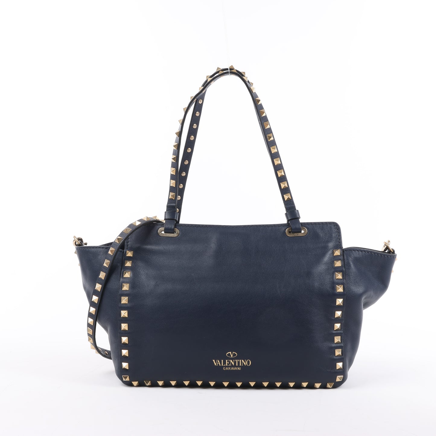 Valentino Garavani Sac à main Rockstud en cuir 2Way en bleu marine