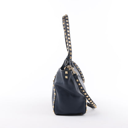 Valentino Garavani Sac à main Rockstud en cuir 2Way en bleu marine