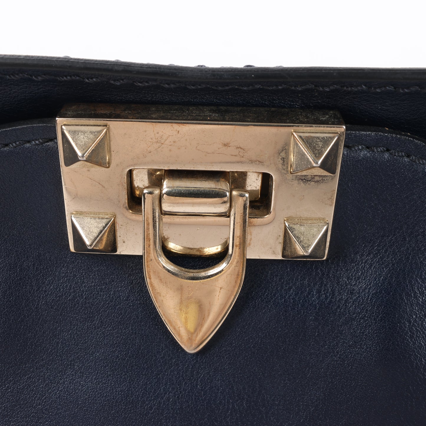 Valentino Garavani Sac à main Rockstud en cuir 2Way en bleu marine