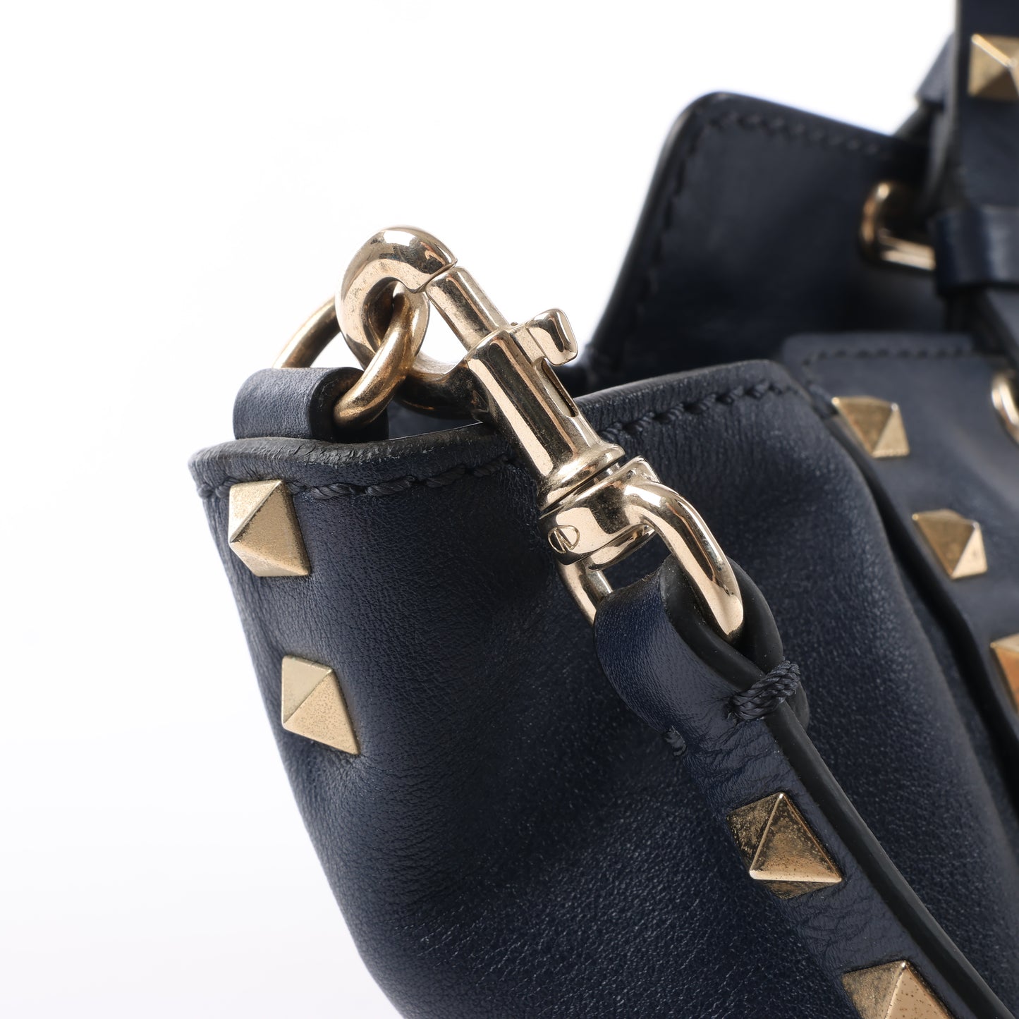 Valentino Garavani Sac à main Rockstud en cuir 2Way en bleu marine