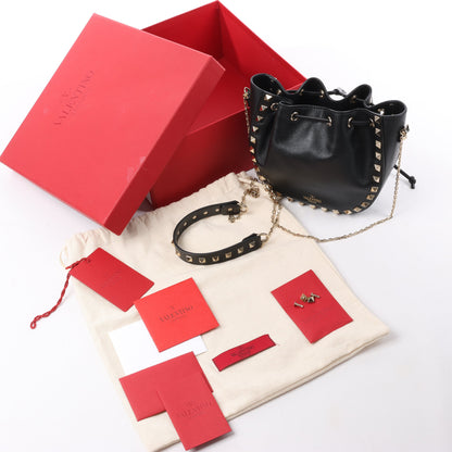 Valentino Garavani Rockstuds Leather Chain Shoulder Bag in Black