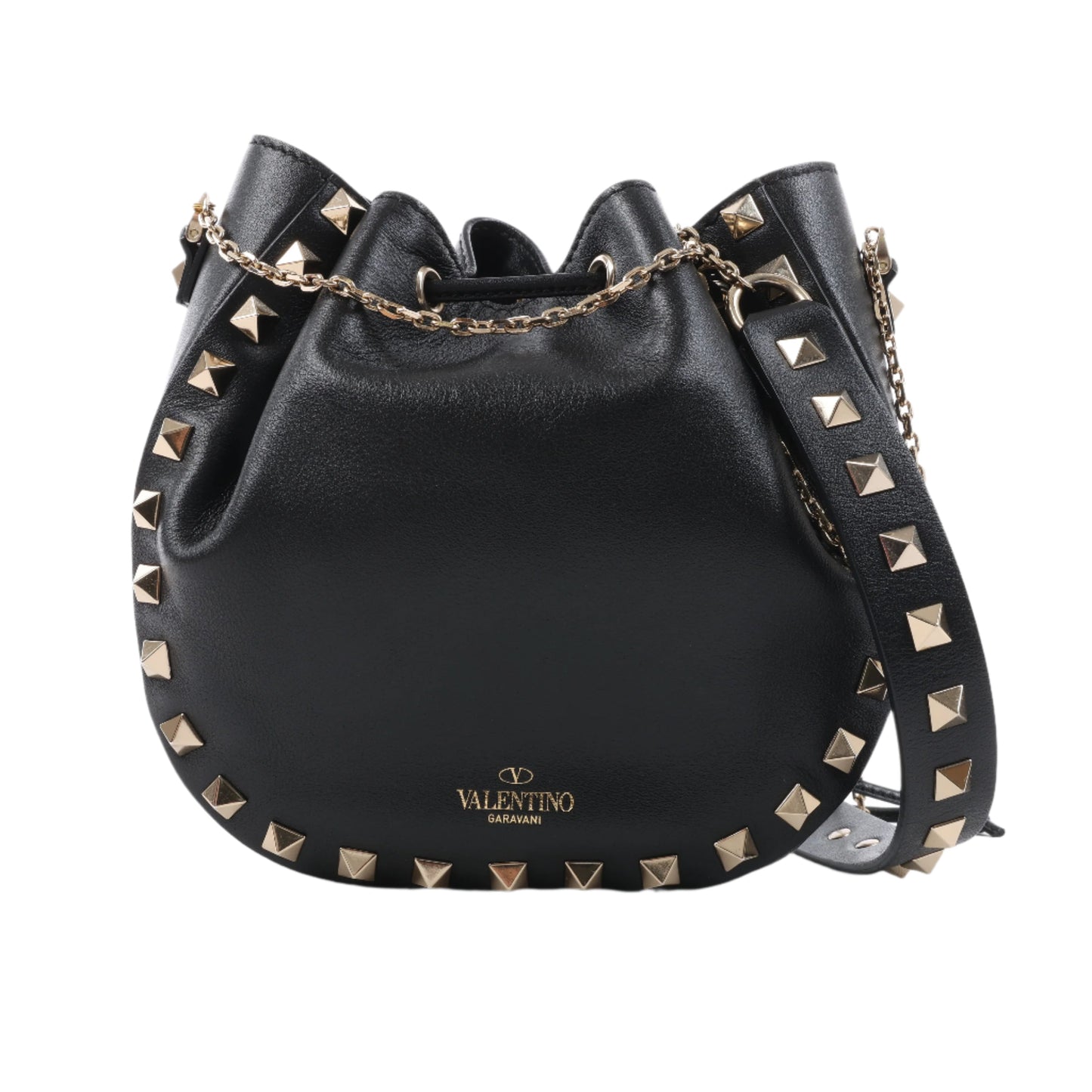 Valentino Garavani Rockstuds Leather Chain Shoulder Bag in Black
