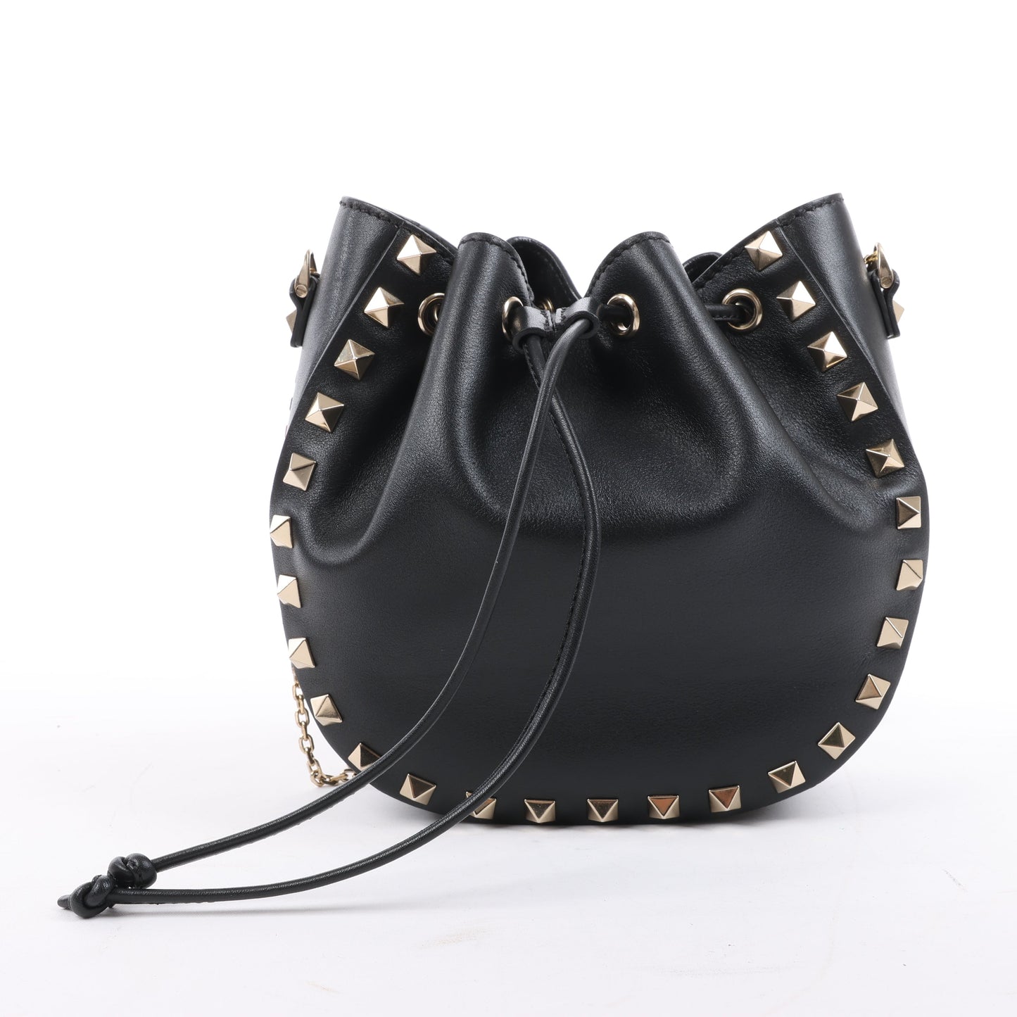 Valentino Garavani Rockstuds Leather Chain Shoulder Bag in Black