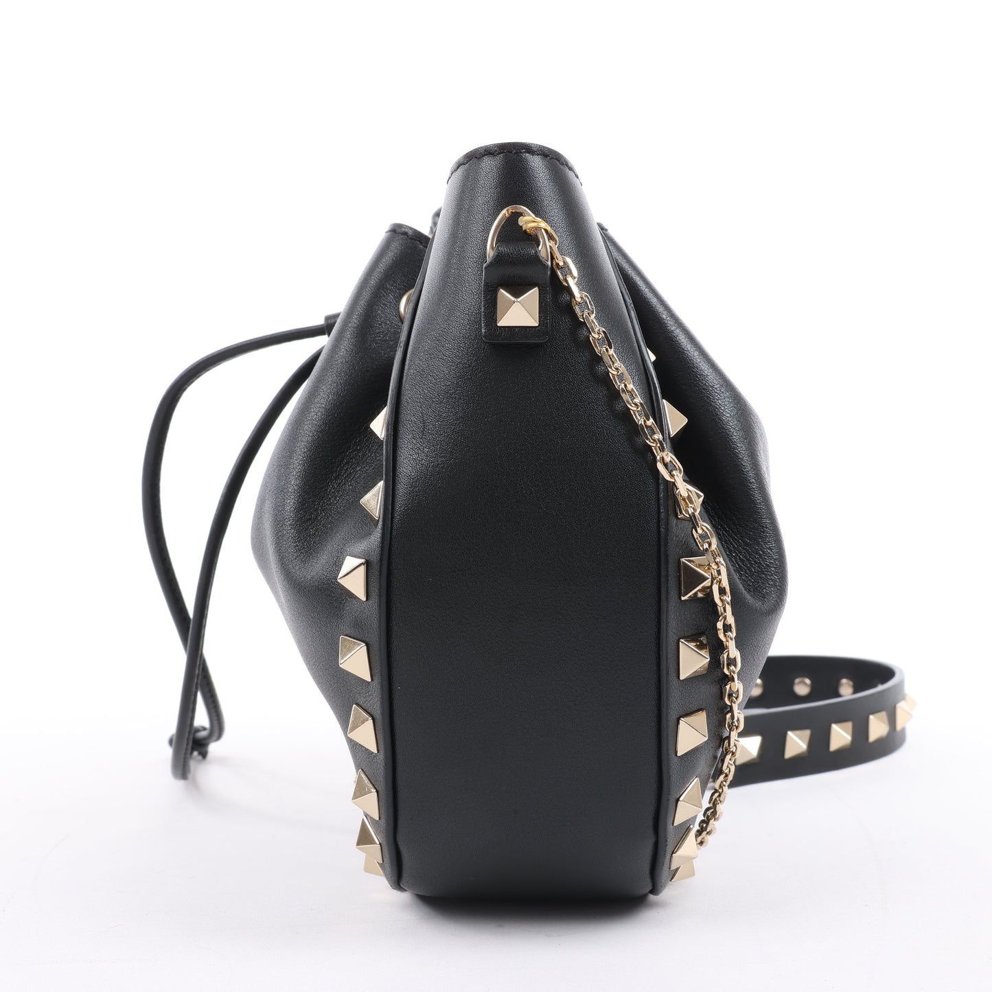 Valentino Garavani Rockstuds Leather Chain Shoulder Bag in Black