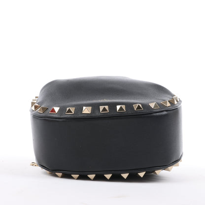 Valentino Garavani Rockstuds Leather Chain Shoulder Bag in Black