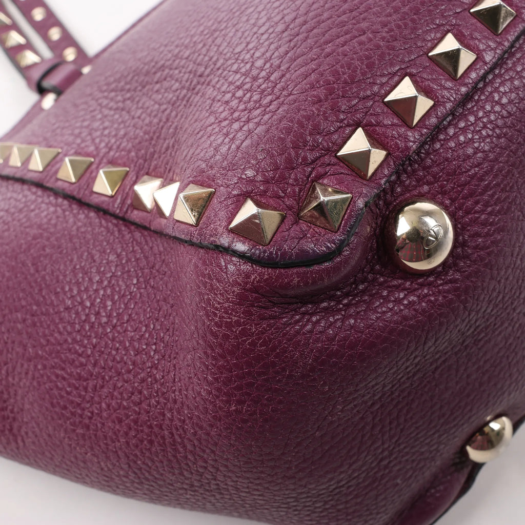Valentino Garavani Rockstud Leather 2Way Handbag in Purple