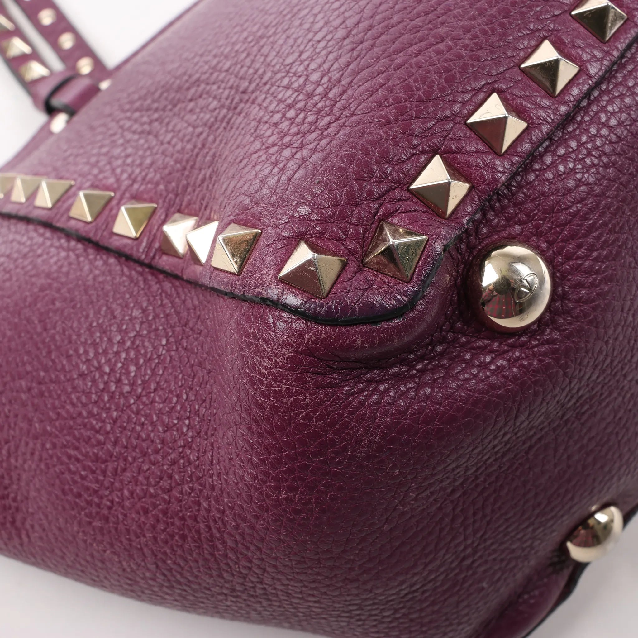 Valentino Garavani Rockstud Leather 2Way Handbag in Purple