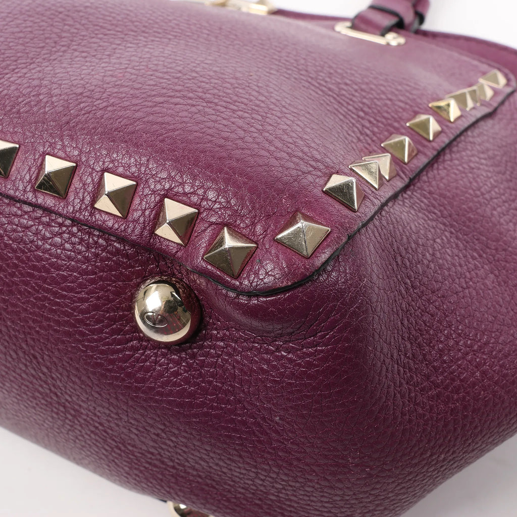 Valentino Garavani Rockstud Leather 2Way Handbag in Purple