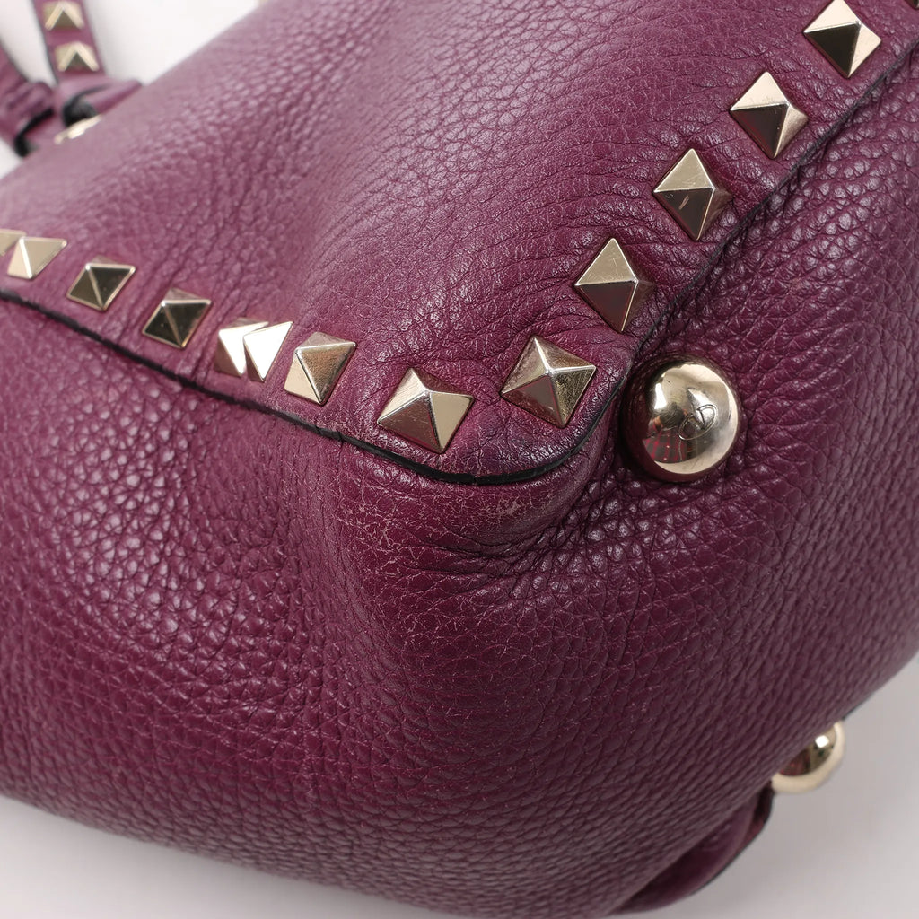 Valentino Garavani Rockstud Leather 2Way Handbag in Purple