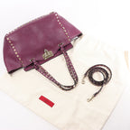 Valentino Garavani Rockstud Leather 2Way Handbag in Purple