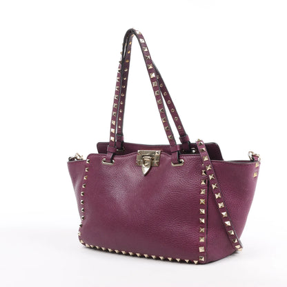 Valentino Garavani Rockstud Leather 2Way Handbag in Purple