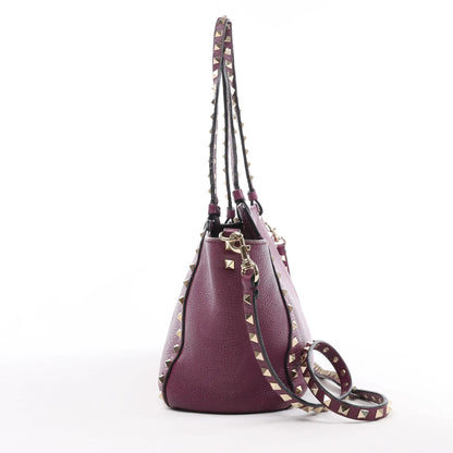 Sac à main Valentino Garavani Rockstud en cuir violet