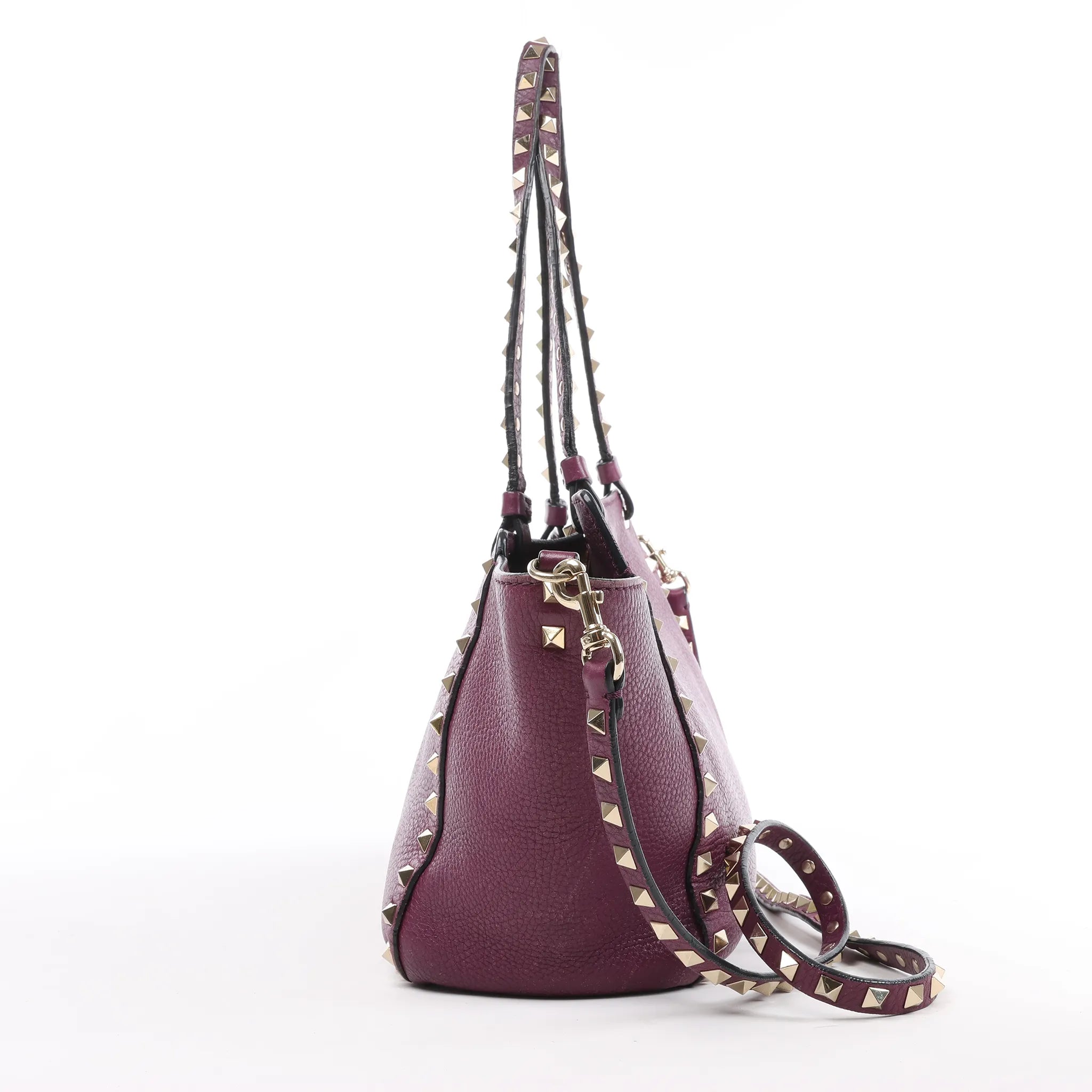 Valentino Garavani Rockstud Leather 2Way Handbag in Purple