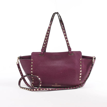 Valentino Garavani Rockstud Leather 2Way Handbag in Purple