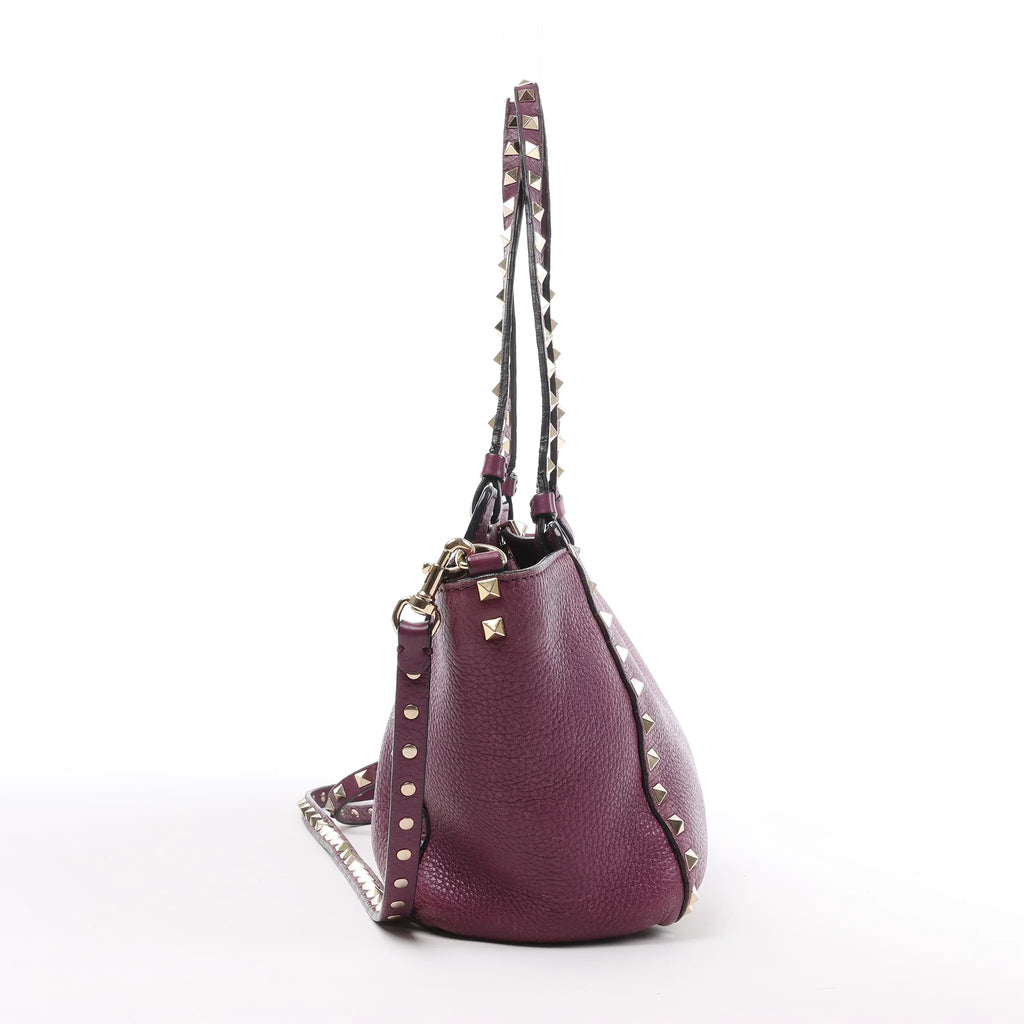 Valentino Garavani Rockstud Leather 2Way Handbag in Purple