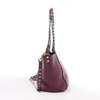 Valentino Garavani Rockstud Leather 2Way Handbag in Purple
