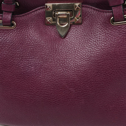 Valentino Garavani Rockstud Leather 2Way Handbag in Purple