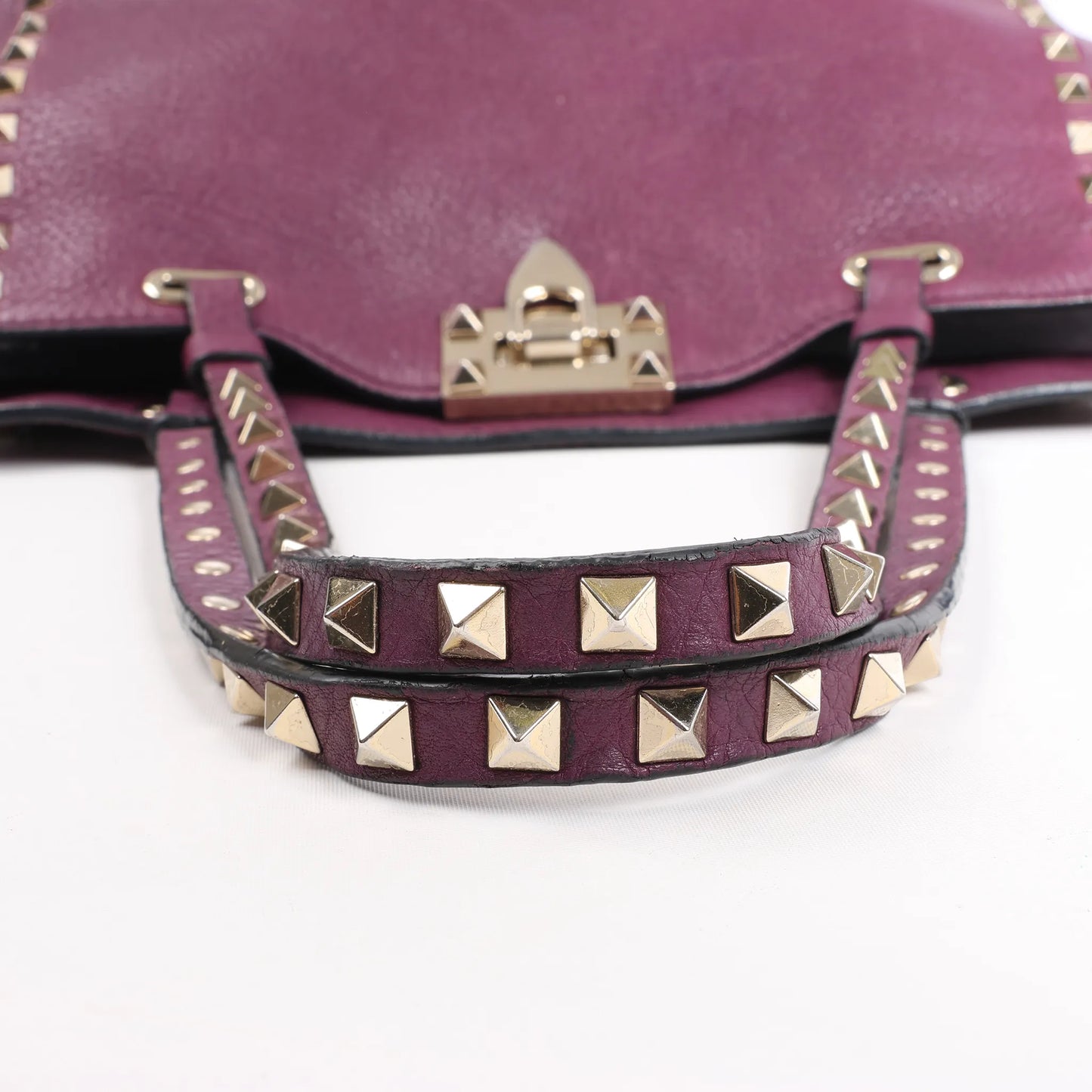 Valentino Garavani Rockstud Leather 2Way Handbag in Purple