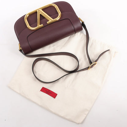 Valentino Garavani Supervee Leather Shoulder Strap in Burgundy