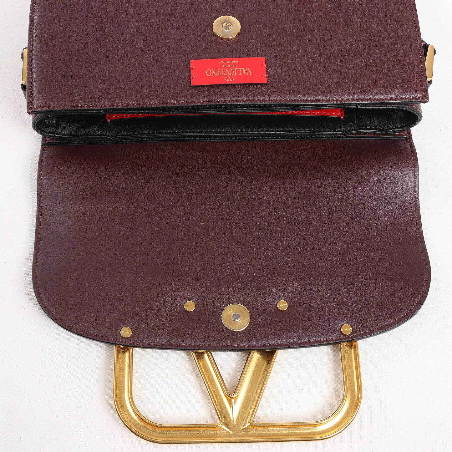 Valentino Garavani Supervee Leather Shoulder Strap in Burgundy