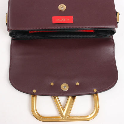 Valentino Garavani Supervee Leather Shoulder Strap in Burgundy