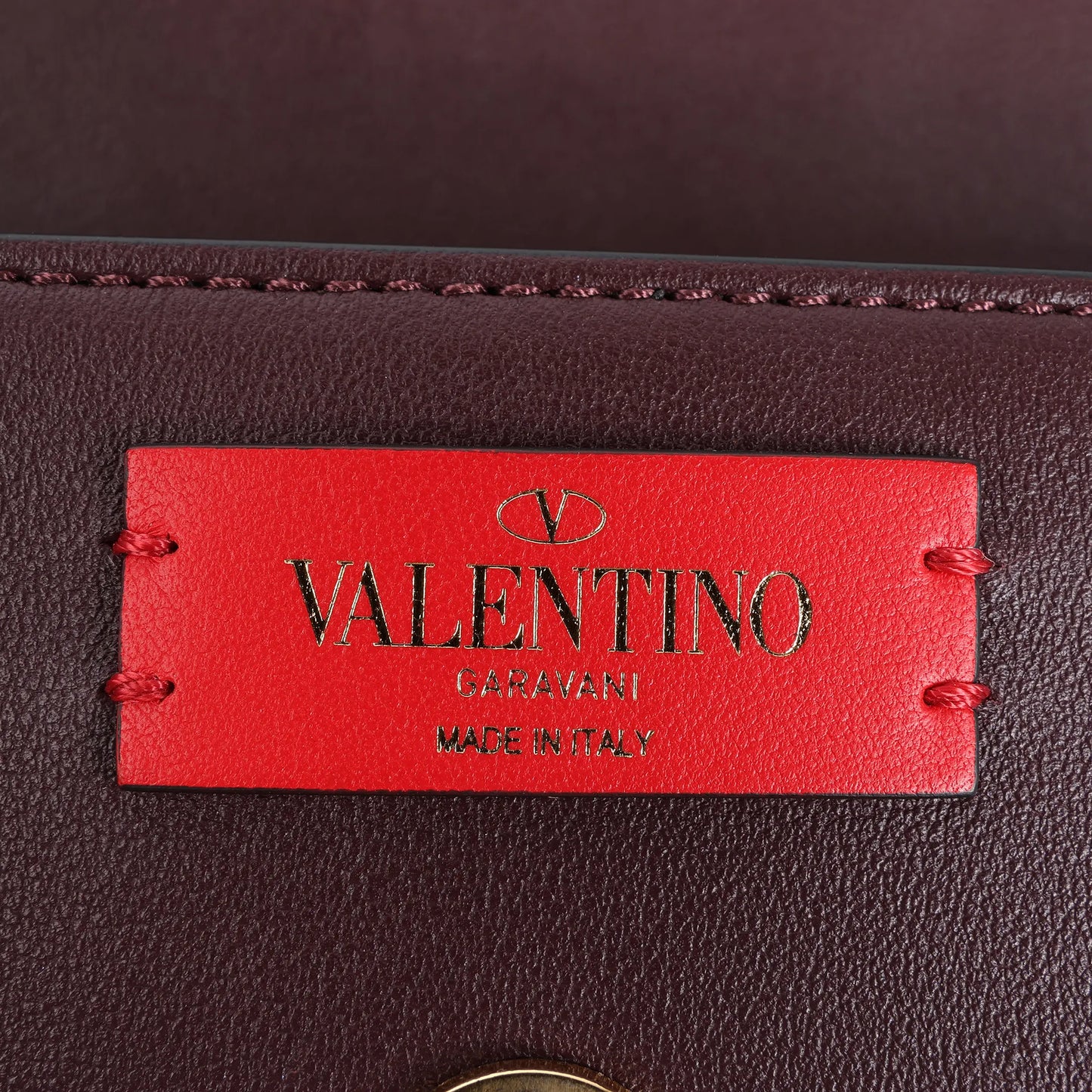 Valentino Garavani Supervee Leather Shoulder Strap in Burgundy