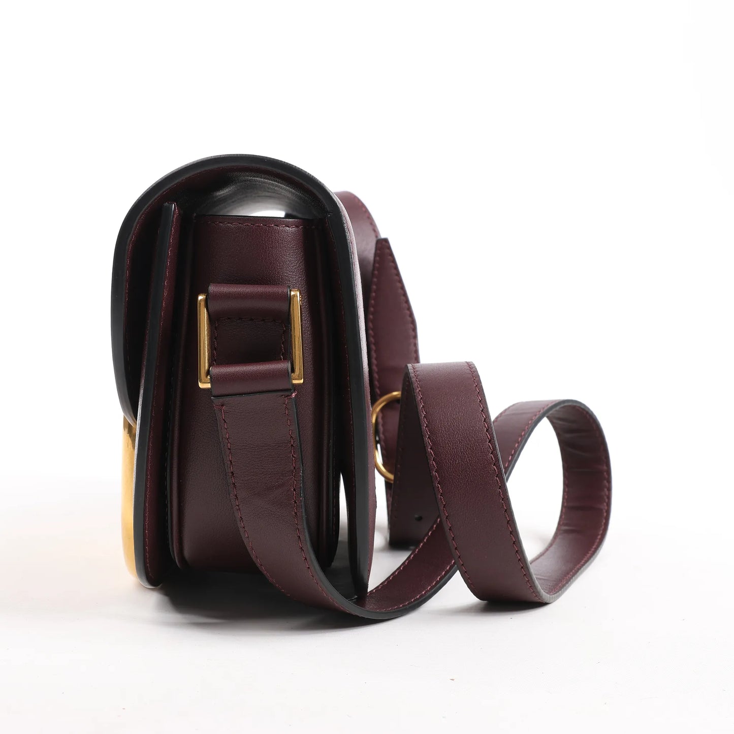 Valentino Garavani Supervee Leather Shoulder Strap in Burgundy