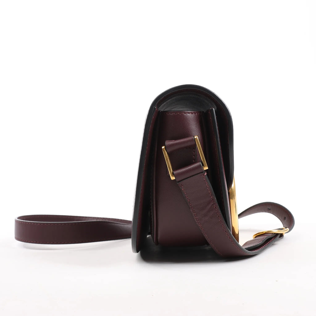 Valentino Garavani Supervee Leather Shoulder Strap in Burgundy