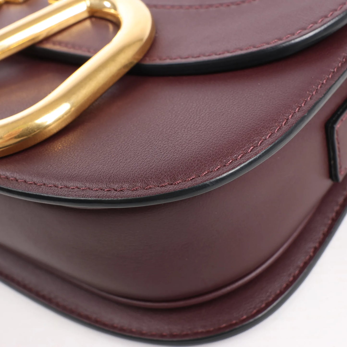 Valentino Garavani Supervee Leather Shoulder Strap in Burgundy