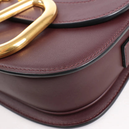 Valentino Garavani Supervee Leather Shoulder Strap in Burgundy