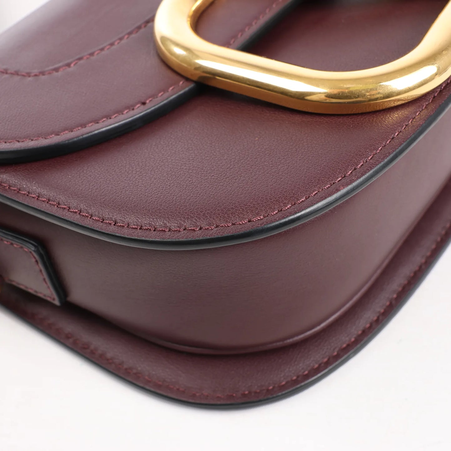 Valentino Garavani Supervee Leather Shoulder Strap in Burgundy