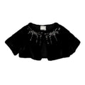 Valentino Black Mink Fur Capelet with Crystal Embellishments - Elegant Evening Wear