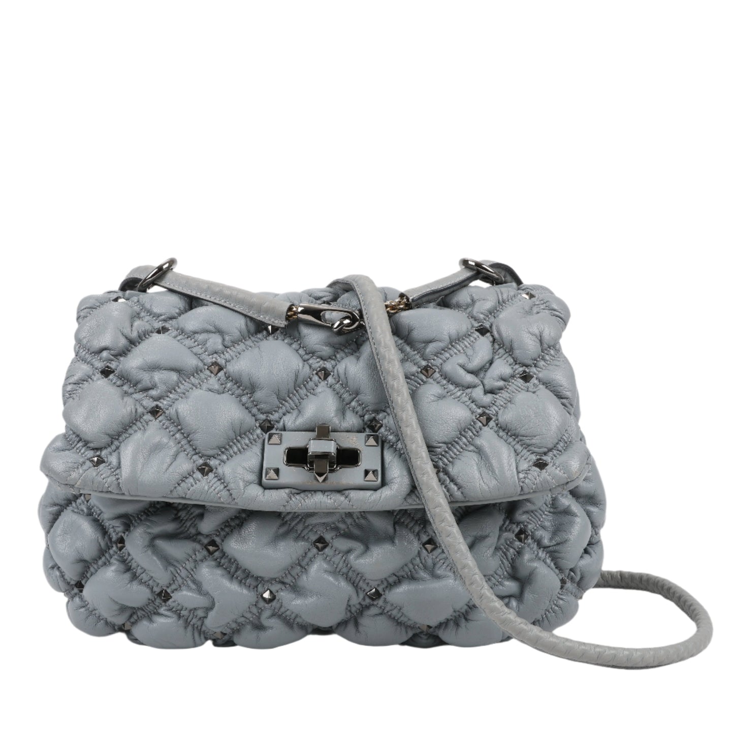 Valentino Garavani Nappa Large Spikeme Shoulder Bag in Grey