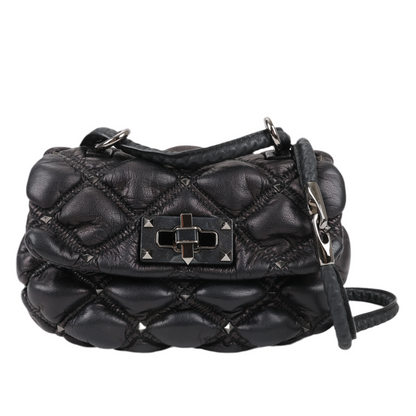 Valentino Garavani Nappa Small Spikeme Shoulder Bag in Black