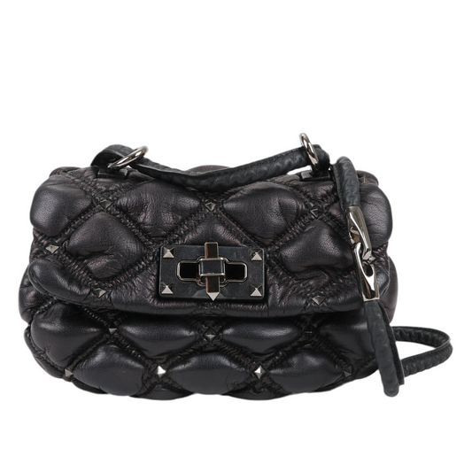 Valentino Garavani Nappa Small Spikeme Shoulder Bag in Black