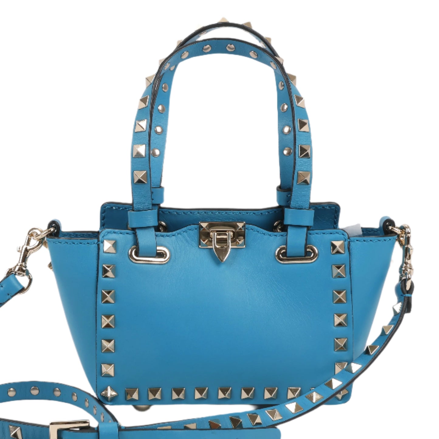 Mini sac à main Rockstud Valentino Garavani en cuir bleu