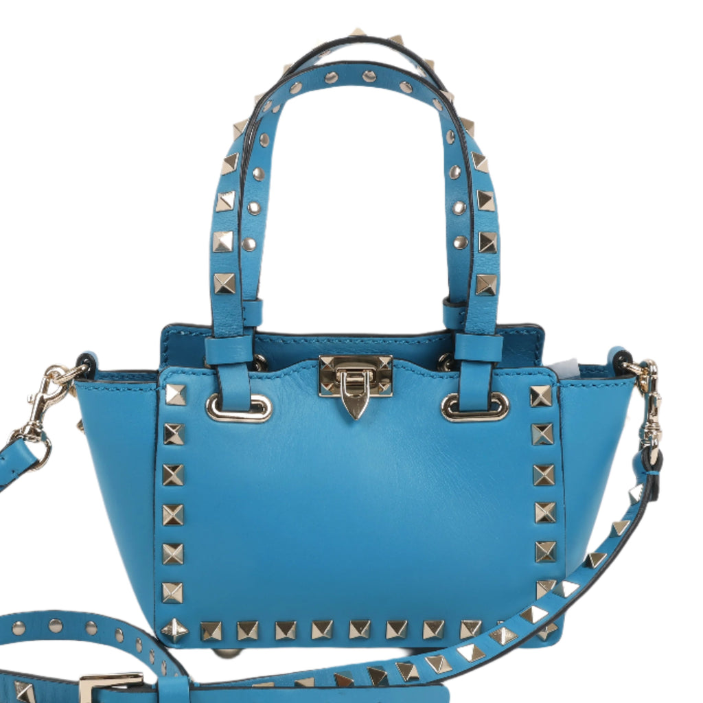 Valentino Garavani Rockstud Mini Leather 2Way Handbag in Blue