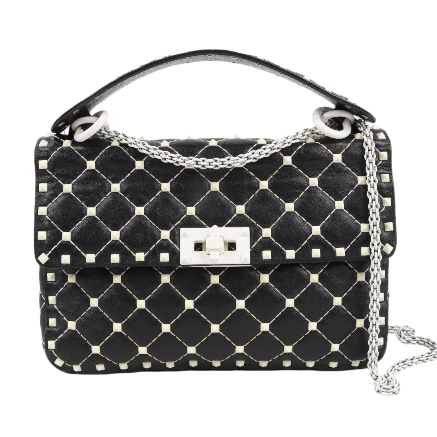 Valentino Rockstud Spike Chain 2Way Shoulder Bag in Black x White