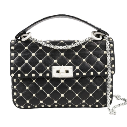 Valentino Rockstud Spike Chain 2Way Shoulder Bag in Black x White