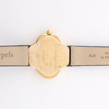 Van Cleef & Arpels Alhambra WTYB02B3 136574 YG & Leather QZ Watch with Shell-Face HH5655
