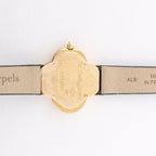 Van Cleef & Arpels Alhambra WTYB02B3 136574 YG & Leather QZ Watch with Shell-Face HH5655