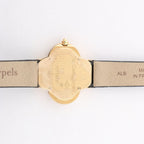 Van Cleef & Arpels Alhambra WTYB02B3 136574 YG & Leather QZ Watch with Shell-Face HH5655